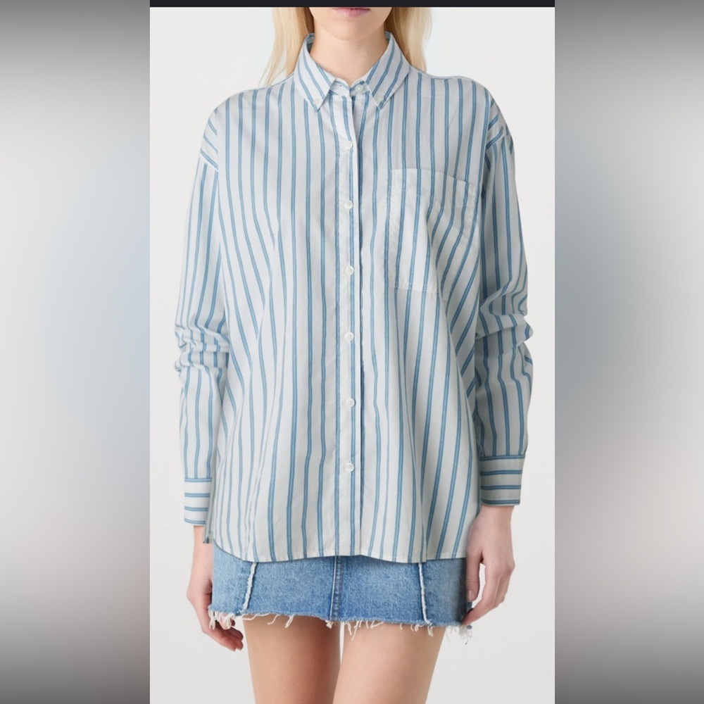 American Eagle Sm button up shirt, light blue and denim blue 100% viscose SOFT!!
